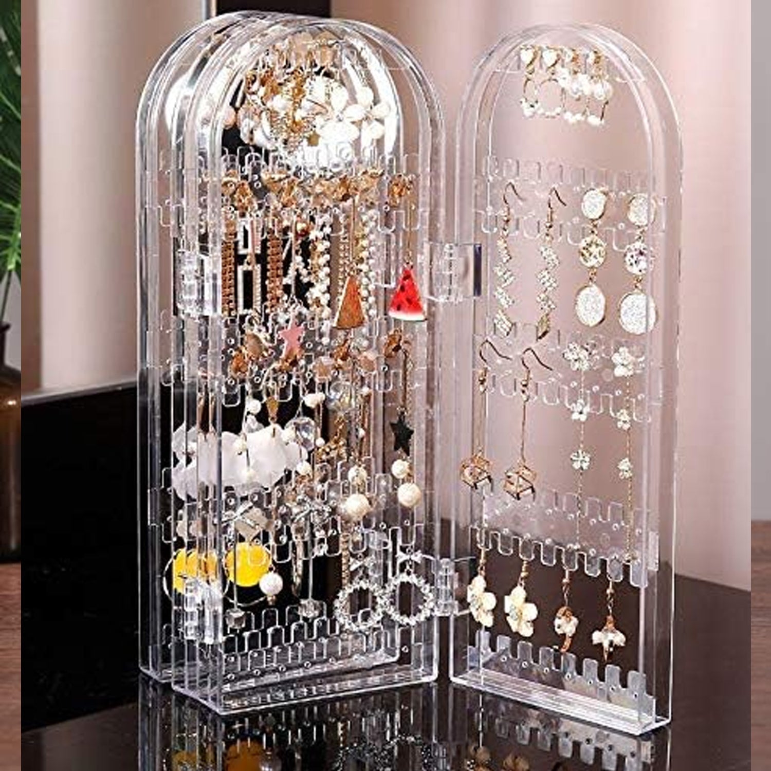 4 Folding Storage Hanger Acrylic Earring Screen Holder Display Stand Clear (1 Set) 4 Folding Storage Hanger Acrylic Earring Screen Holder Display Stand Clear (1 Set)